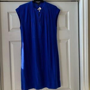 J Crew roomy royal blue sleeveless viscose shift dress w pockets NWT
